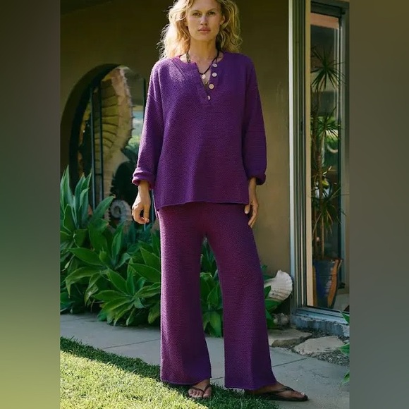 Free People Beach Burnt Orange Knit Sweater Pants - Picture 1 of 13